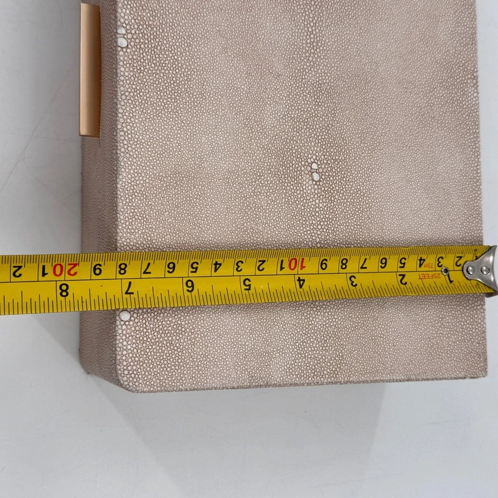 Faux Shagreen Decorative Storage Box Ivory Blush Brass Handle